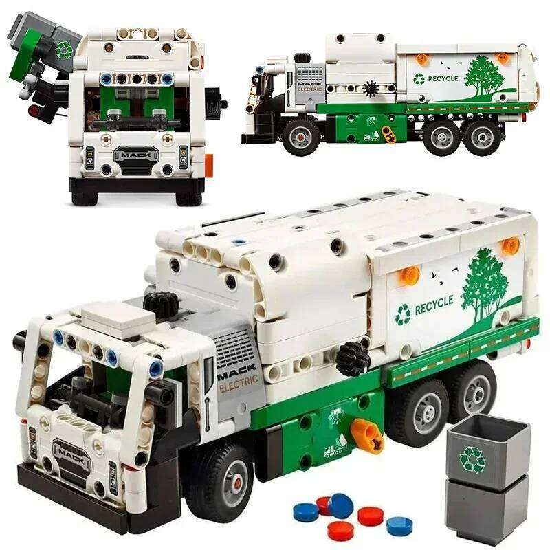 503PCS Technical Mack LR Electric Garbage Truck Building Blocks Assemble Bricks Toy Gift For Children Kids Z260305