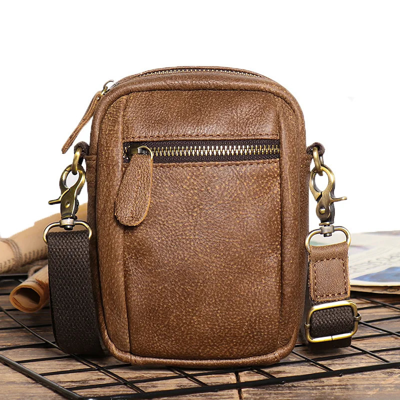 Vintage Mens Cow Leather Shoulder Bag Large Capacity Male Crossbody Mobile Phone For Men 260228