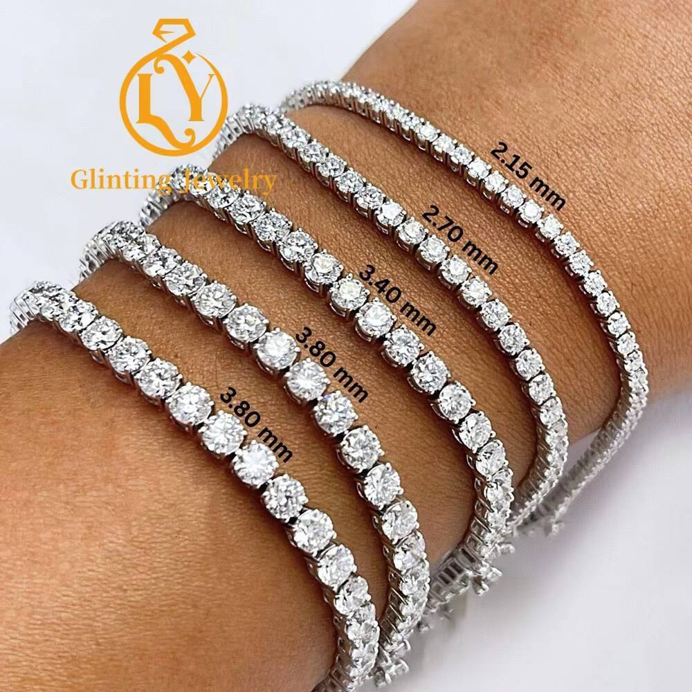 Custom 925 Sterling Silver Diamond Necklace, Full Diamond, 2MM 3MM 4MM 5MM 6MM VVS Moissanite, Tennis Chain, G