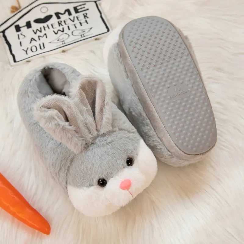 Cartoon Fluffy Rabbit Slippers Women Winter Warm Plush Home Silent Indoor Floor Kawaii Flat Cute Animal Slides Shoes S260305