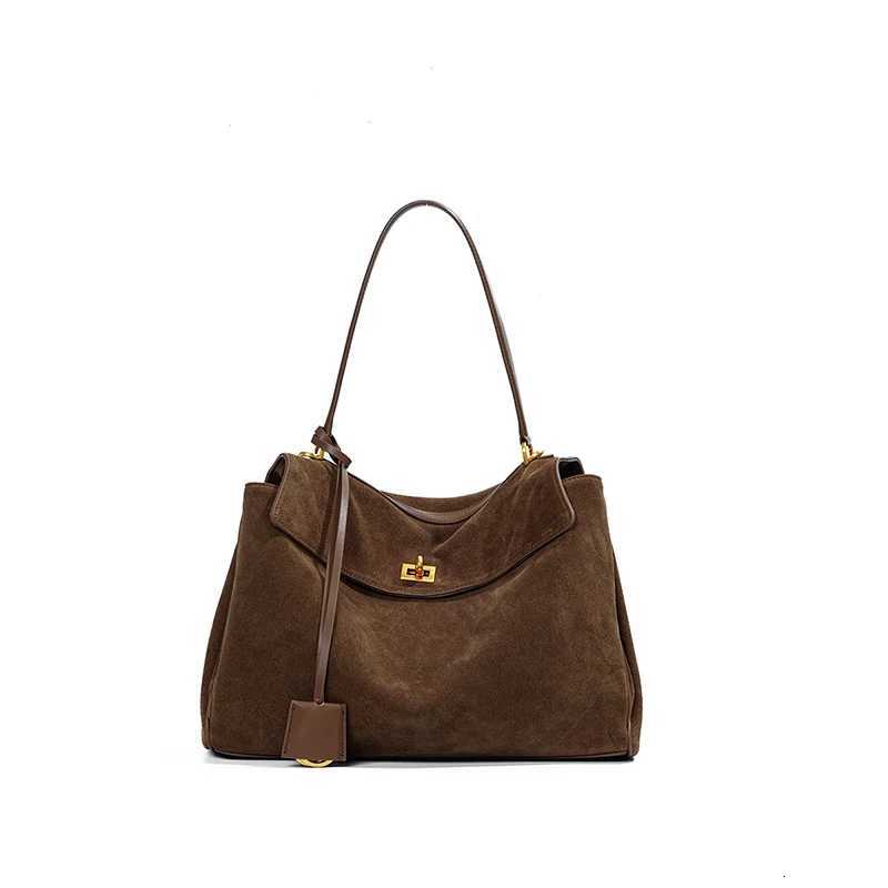 Large Capacity Autumn Winter Suede Leather Tote Bag Frosted Cowhide High-Grade Shoulder Bag for Women H260306