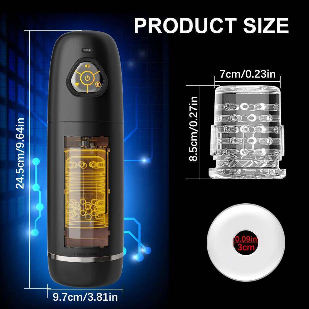 6-in-1 electric telescopic rotating male delayed ejaculation training oral sex masturbation device with ambient light for adults W260305