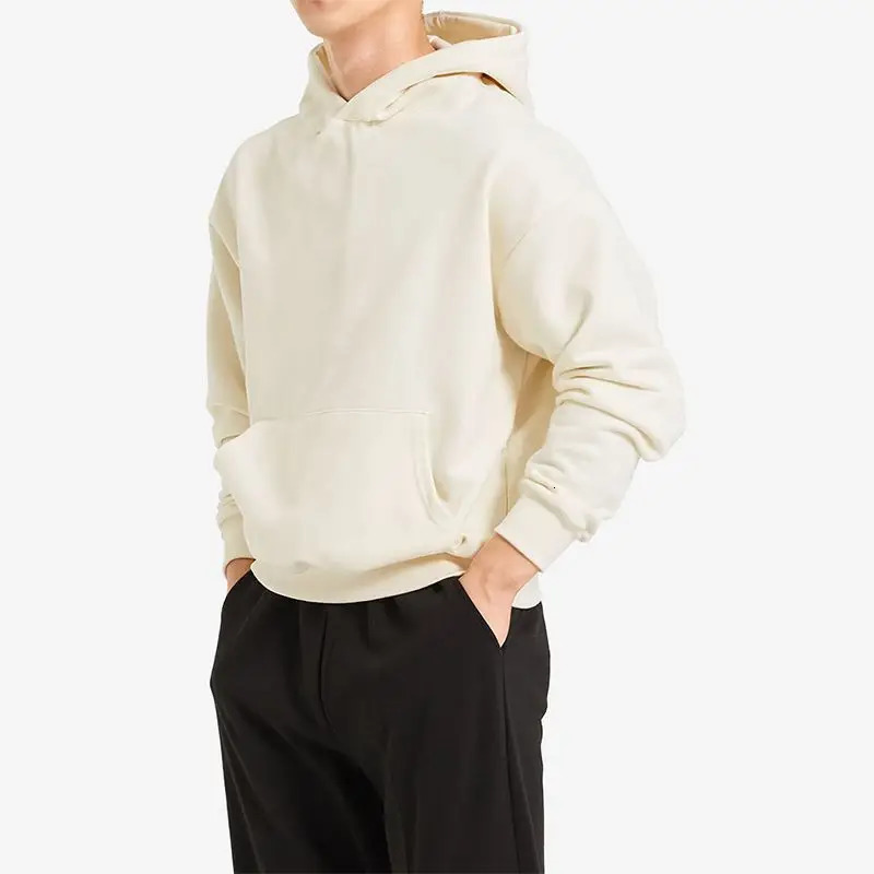 American Retro Hooded Sweater Mens Autumn and Winter Solid Color Simple Sports and Leisure Jumper Hoodie 260228