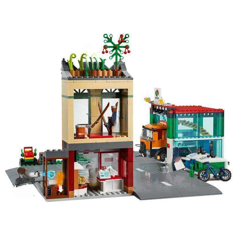 City center 60292 building blocks assembling trucks, cars, family homes, park scene models, children's boy toys Z260306