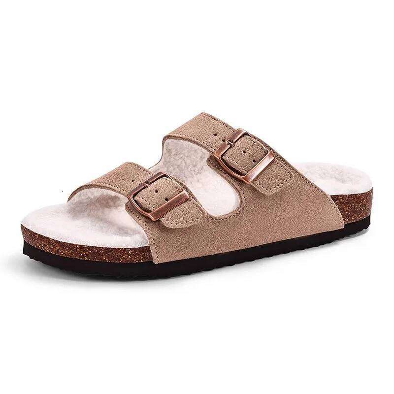Litfun Plush Cork For Women Winter Fleece Lined Clogs Slippers Female Outdoor Fashion Fur Fuzzy Slides Warm House Shoes