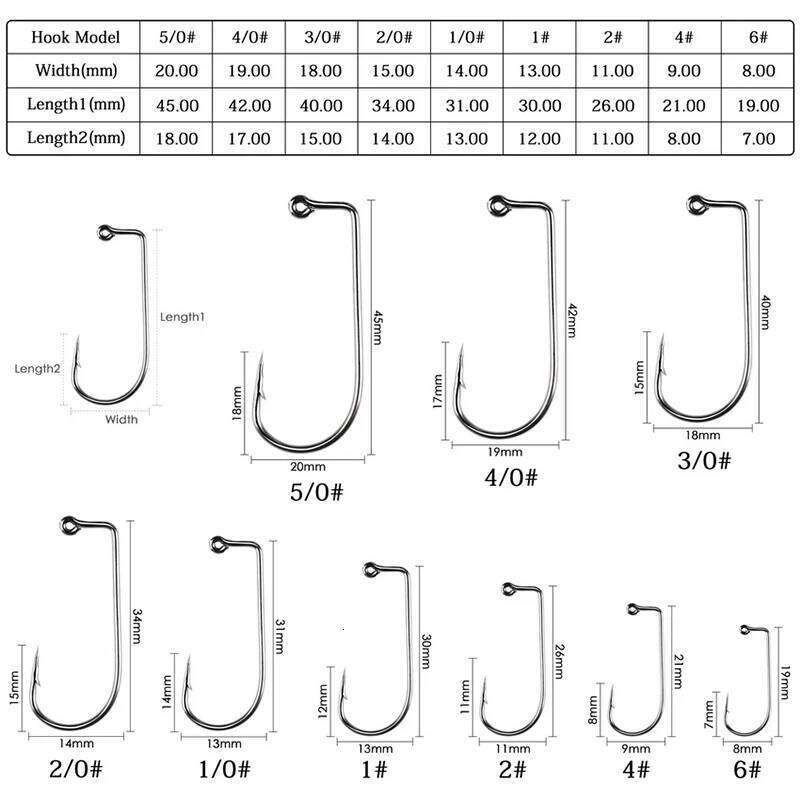 50pcs/lot 90 Degree Fly Fishhook Tying Strong Wire Fish Hook Size 6 4 2 1 1/0-4/0 Aberdeen Jig For Sea Fishing S260305