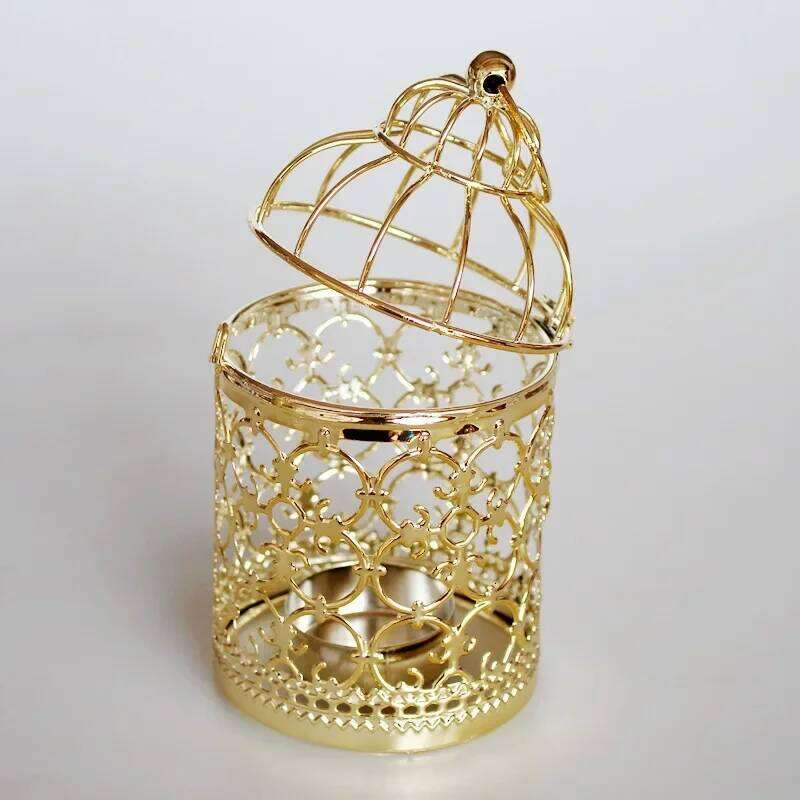 Metal Bird Cage Wedding Candle Holder Golden and Silver Lantern Morocco Vintage Small Lanterns For Candles Decor XJ260305