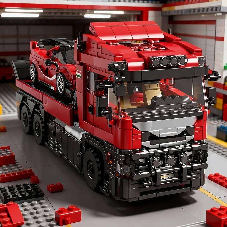 1728pcs Classic RV And Matching Sports Car Combo Trailer Building Blocks MOC Model Set, Boys' educational Toy Birthday Gift Z260305