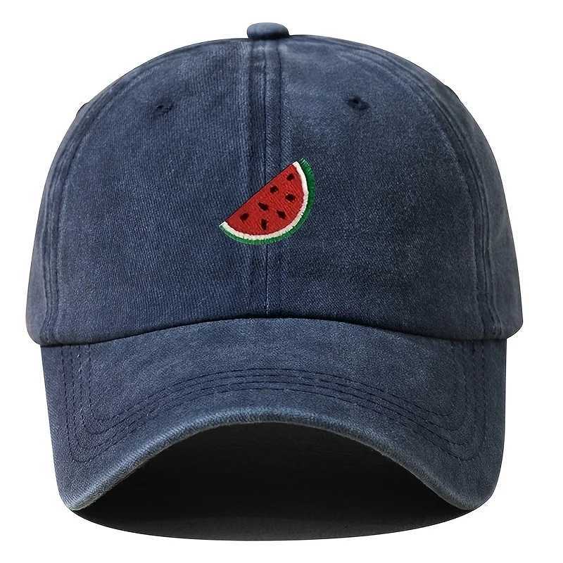 Four season baseball cap with watermelon print pattern for both men and women adjustable duckbill cap for outdoor hiking S260306