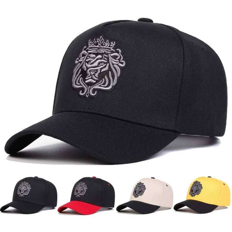 Unisex Crown Lion Embroidery Baseball Caps Spring and Autumn Outdoor Adjustable Casual Hats Sunscreen Hat Y260304