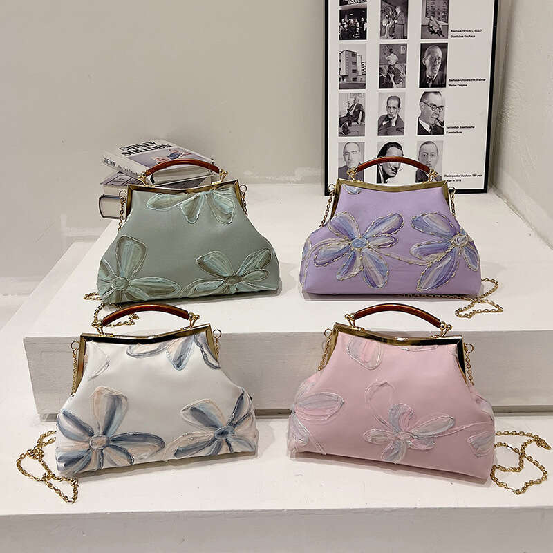 Tote Embroidered New Chinese Style For Women Vintage Lock Clasp Evening Floral Handbag Shell Bag Elegant Crossbody Bag