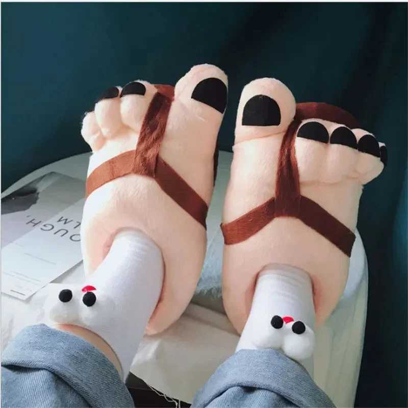 Funny Feet Claws Comfortable Plush Slippers Indoor Home Increase Men Women Winter Warm Cotton Slider Five Finger Cosplay Shoes S260305