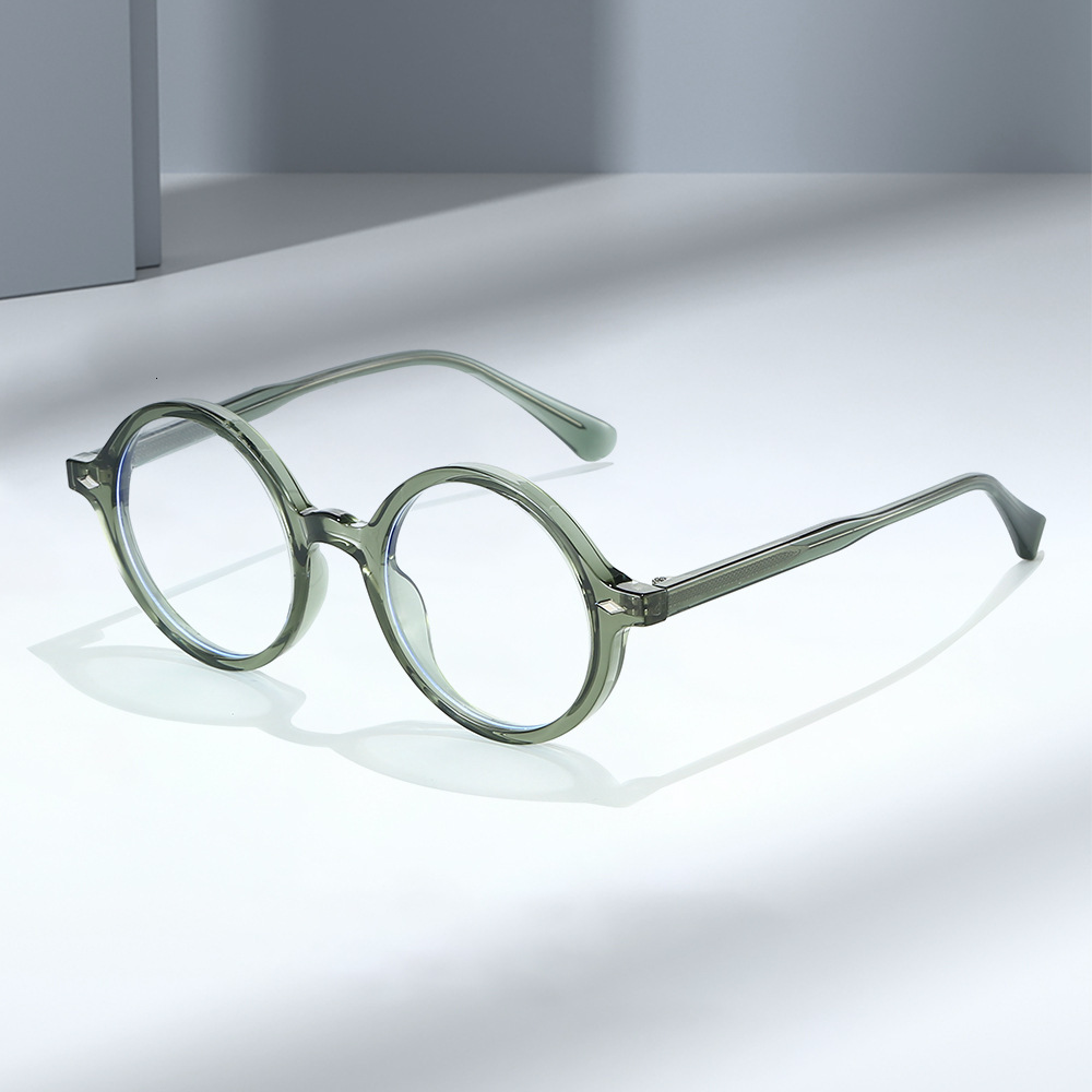 25 retro round frame flat with pin design, TR90 frame, artistic pseudo-no-makeup anti-blue light glasses women for outdoor use