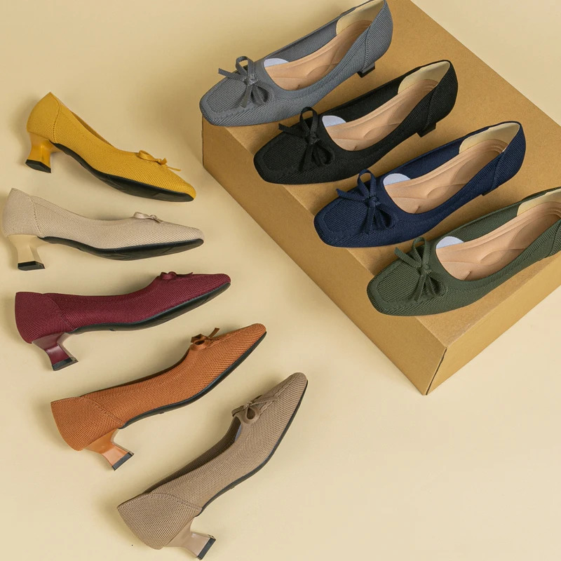 Women high shoes large 4243 multi-color pointed knitting breathable comfortable anti-skid rubber soled work shoes 260306