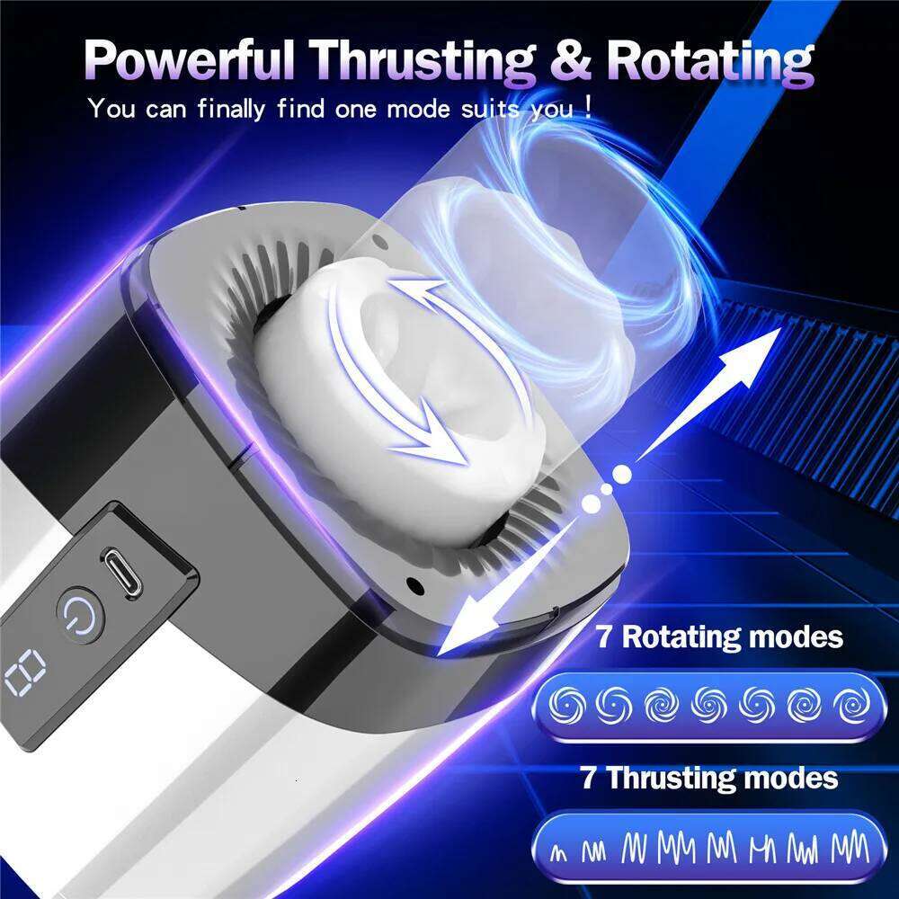 Automatic Telescopic Rotation Vagina Pussy Real Trainer Male Masturbator Pocket Adult Sex Toys for Men W260305