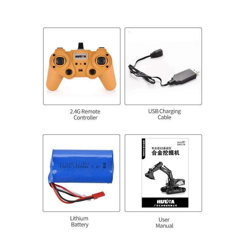 HUINA 1592 1:14 Scale 22 Channels 2.4GHz Semi-Alloy Remote control Excavator Children's Holiday Gift C260305
