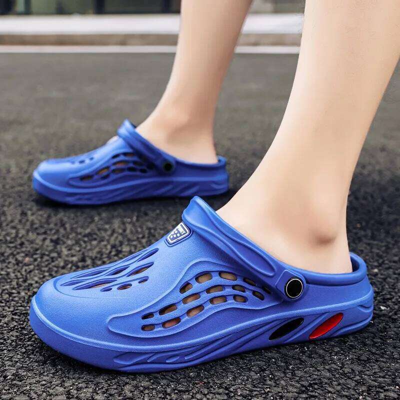 Litfun Fashion Men's Clogs Soft Sole Comfortable Hole Indoors Concise Flats Shoes Light Bathroom Men Slippers