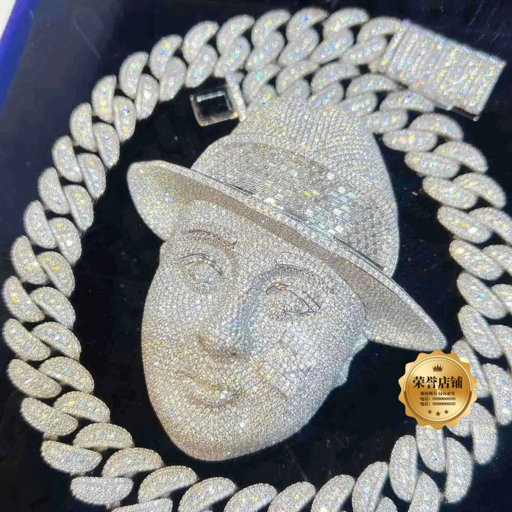 Big Pass Diamond Tester Hot Necklaces Bracelet Link Custom Pendant 18mm Hip Hop Men Jewelry VVS Moissanite Cuban Chain Free Shipping
