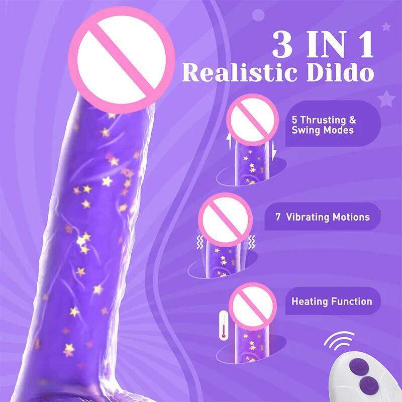 Tracy's Dog Thrusting Dildo Vibrator 9.25" Realistic G-Spot Stimulator Heating 5 Swinging & 7 Vibration Modes Adult Sex Toys W260305