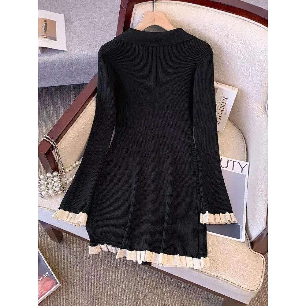 2026 Designer Retro Long Sleeve - Autumn/Winter Fashion French Knitted Mini Dress