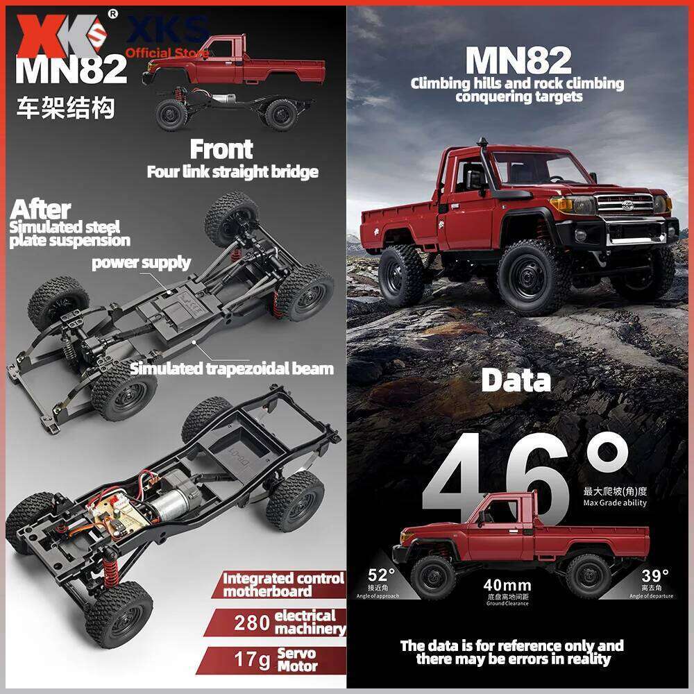 XKS mn82pro mn82 remote control 1:12 full proportion 2.4g 4wd off-road pickup truck 280 motor toy gift C260305