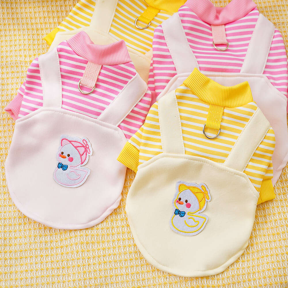 Famous pet dog clothes, cat autumn and winter velvet dog hoodie, cat supplies, striped duck, medium-sized dog, Kefa Dou, can be pulled pupakaIK