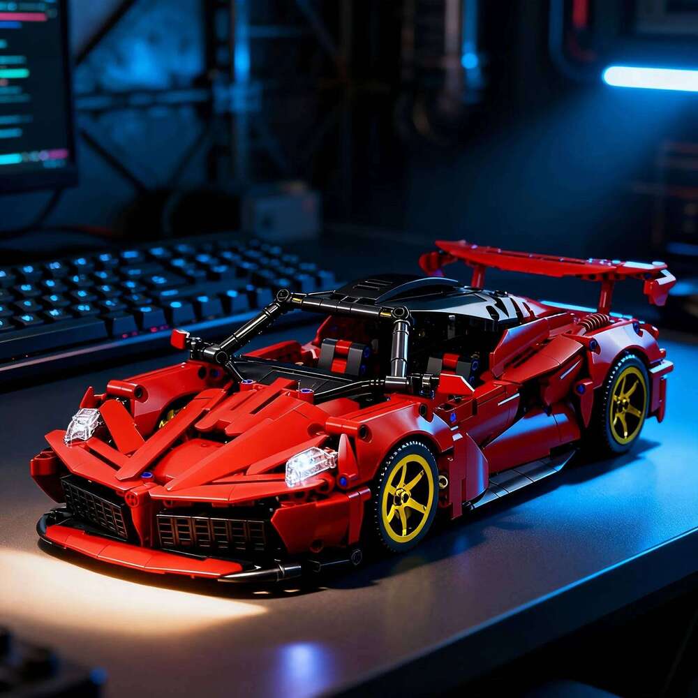 A classic red racing brick playset, perfect for tabletop bookshelf ornaments, and an ideal Christmas gift Z260306