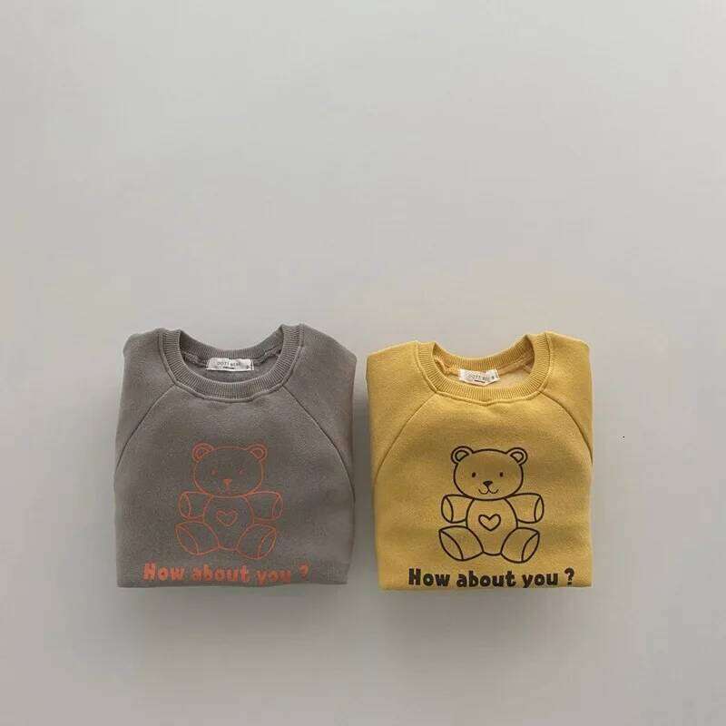 New Autumn Baby Boy Romper Yellow Light Coffee Long Sleeves Round Collar Cartoon Bear Jumpsuit Playsuit Newborn Clothes E3841 Z260306