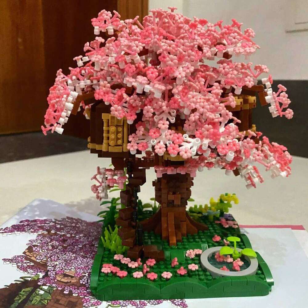 Mini Sakura Tree House 2138pcs Build Block Bricks City Street View Cherry Blossom Model Building Blocks Toys Children Gifts Z260306