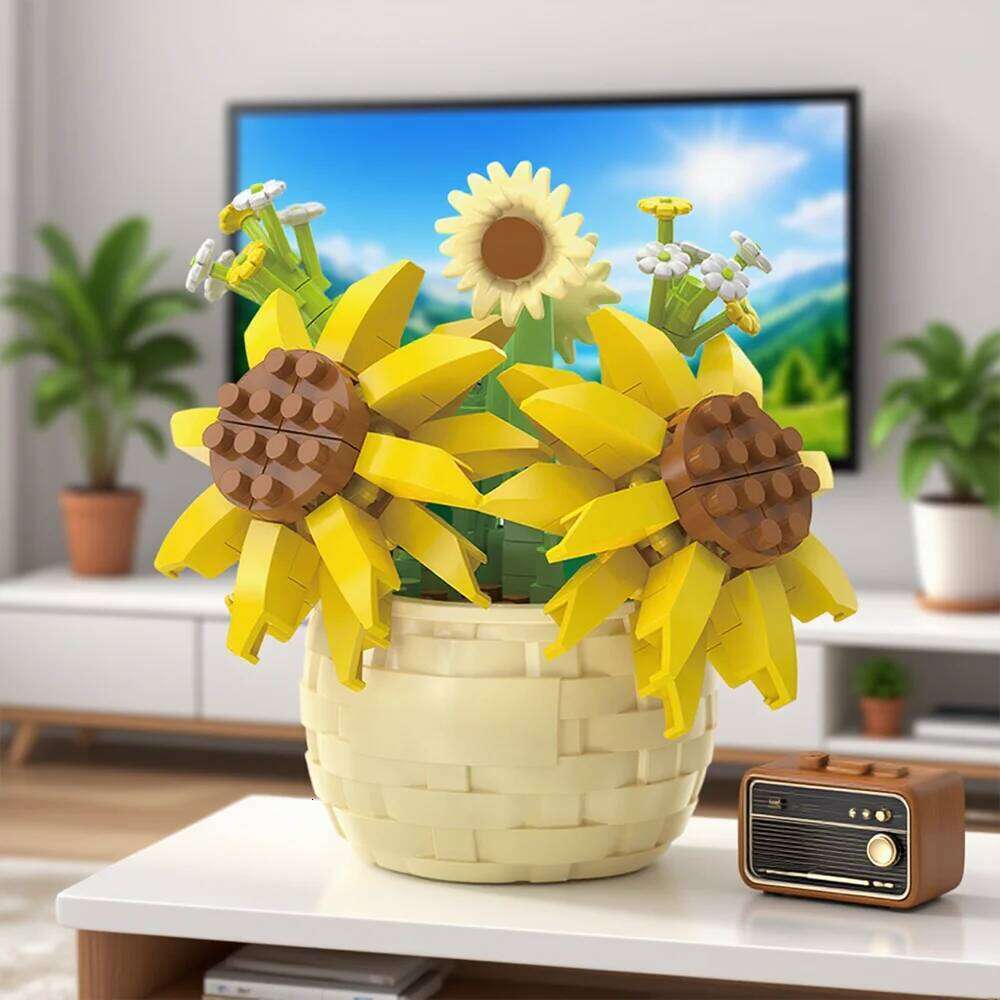 DIY Potted Plant Building Blocks Set - Rose Sunflower Succulents Bonsai Tree Romantic Garden Kids Model Bricks Toy Kit Z260305