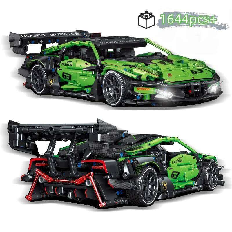 MOC Technical Green Racing Car Building Blocks Set Model Kit DIY Assembly Bricks STEM Educational Toys Kids Birthday Gift Z260305