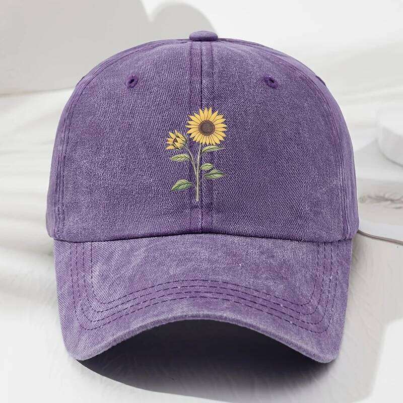 Retro Sunflower Pattern Baseball Dad Hat, Suitable for Outdoor Sports, Fishing and Camping, Hiking Hat Y260304