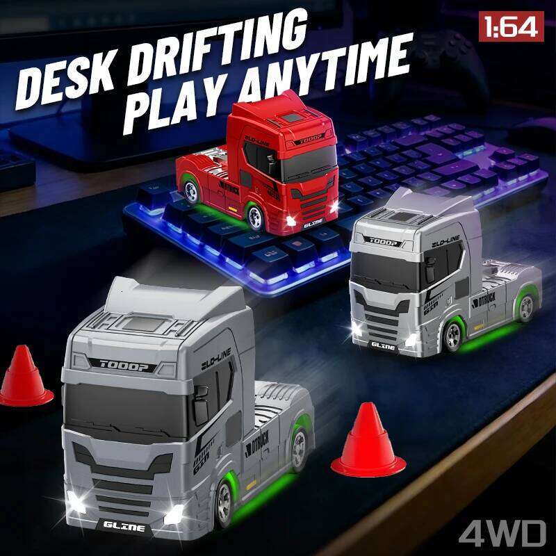 1:64 Mini Drift RC Truck Head 4WD Full Proportional Control 15KM/H High-Speed 2-Speed Type-C Charging for kids Birthday Gift C260305