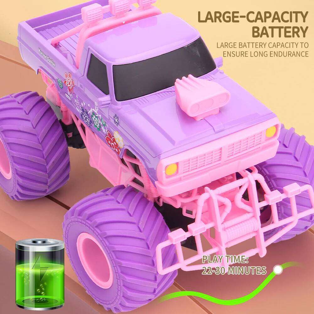 1/12 4WD Rc with Led Lights 2.4G Radio Remote Control Princess Car Buggy Off-Road Truck Girl Kid Game Toy Gift for Children C260305