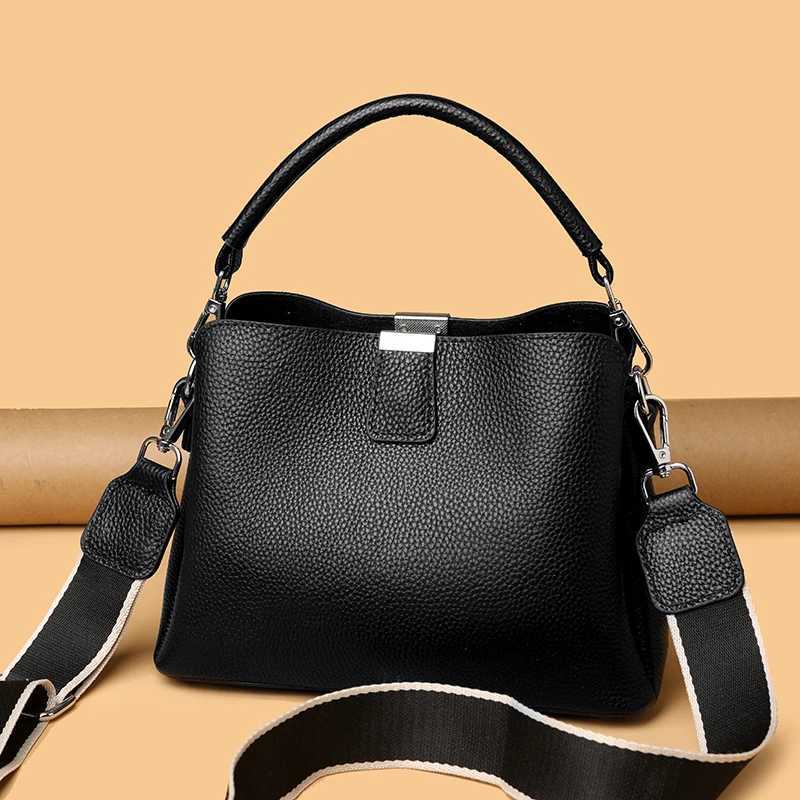 100 cowhide Bag Casual Women Hobos Handbags Bucket Bags New Womens Fashion Handbags Solid Color Leather Shoulder wallet H260306