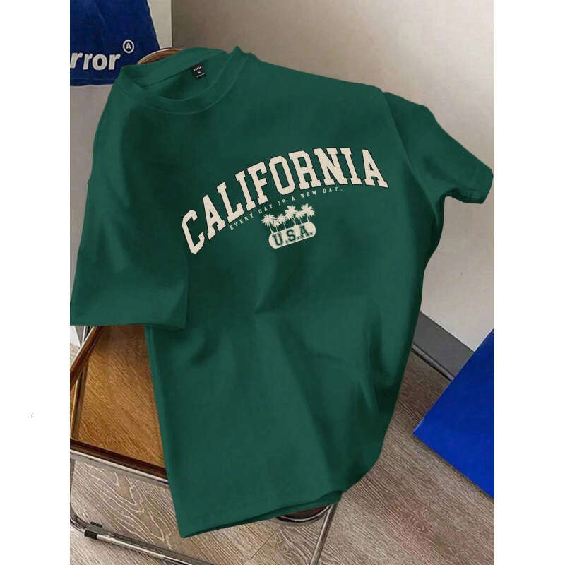 2025 New Printed Short-Sleeve T-Shirt with Unique Letter Pattern, American Street Style Trendy Top for Students and Teenagers, Men's