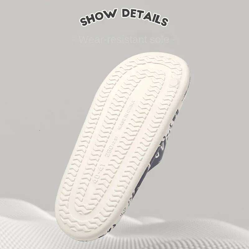QYCKABY 2024 Mens Summer Slippers Beach Sandals Flip Flop Printing Thick Soled Boys Girls Unisex Home Bath Shoe Large Size 46-47
