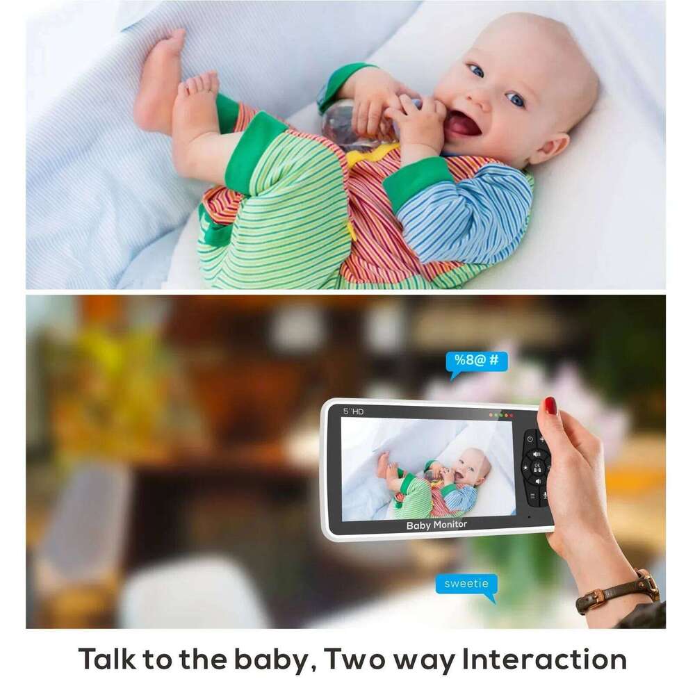 New 5 inch Video Baby Monitor with Camera and Audio, 4X Zoom, 22Hrs Battery, 1000ft Range 2-Way Audio Temperature Sensor Lullaby 26W0306