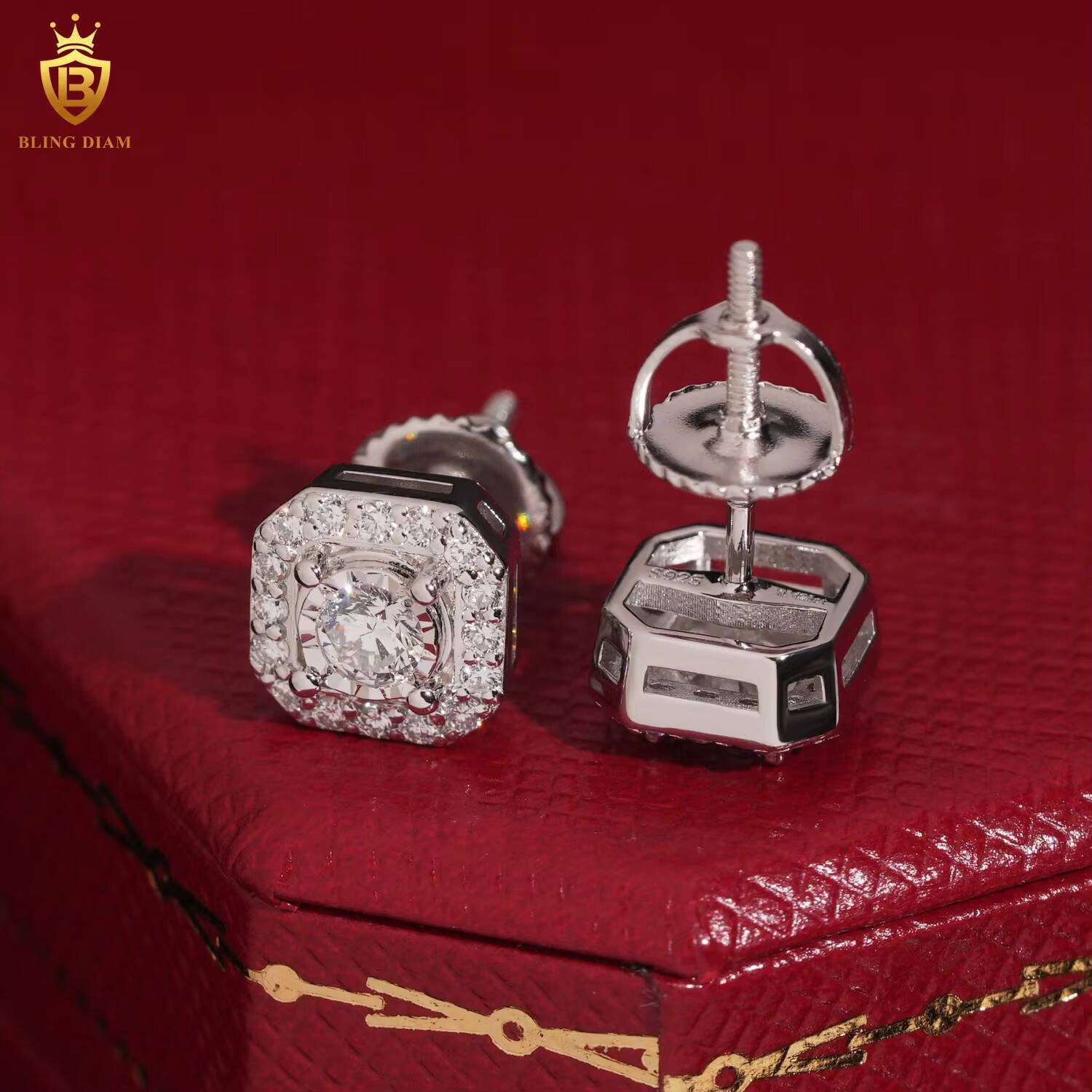 Hot Sale Fine Jewelry 925 Sterling Silver Diamond Lab Diamond Earrings Iced Out Jewelry Earrings Women with IGI Certification