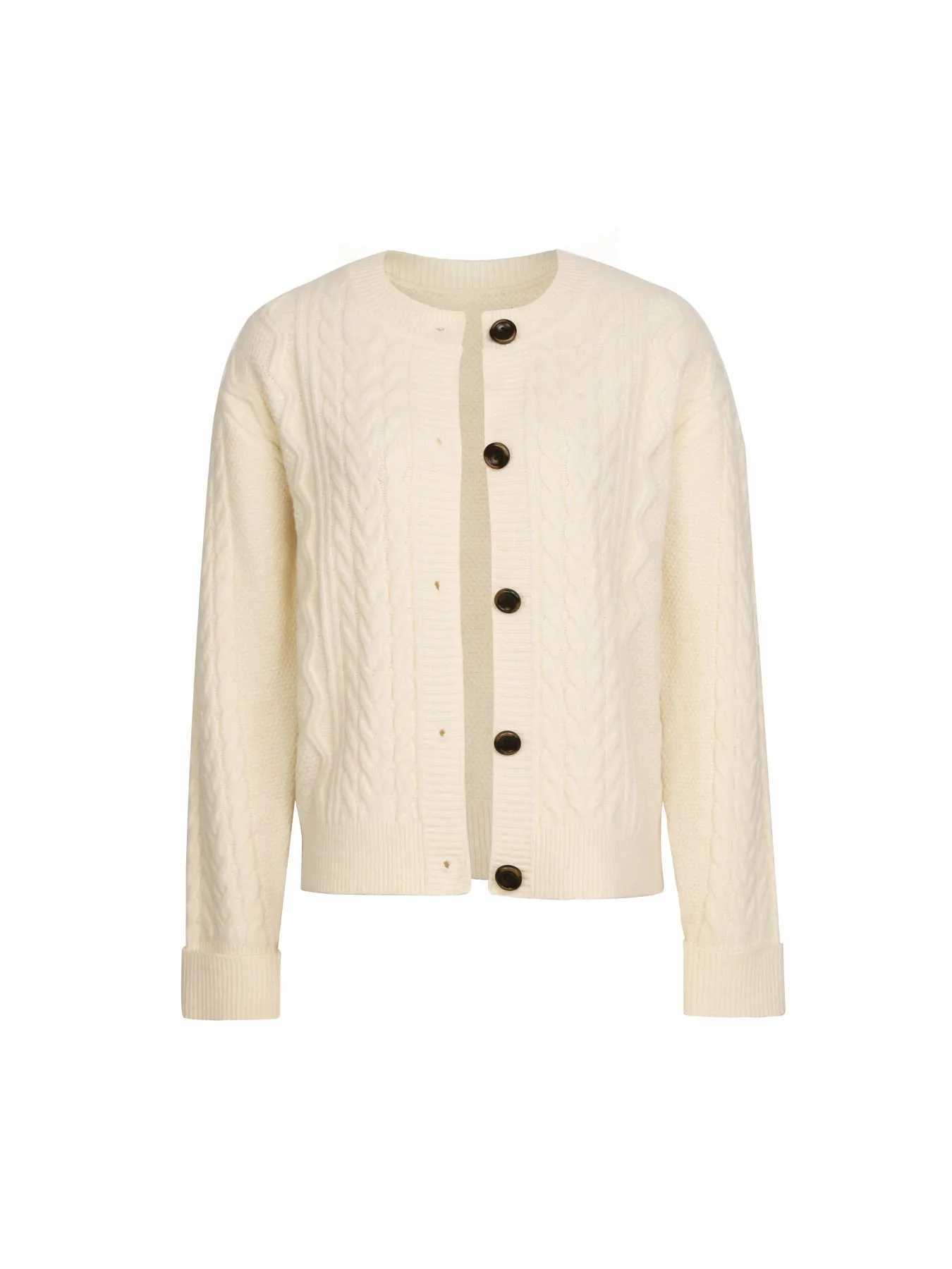 Womens Cable Knit Cardigan Oversized Button-Up Casual Sweater Coat M260306