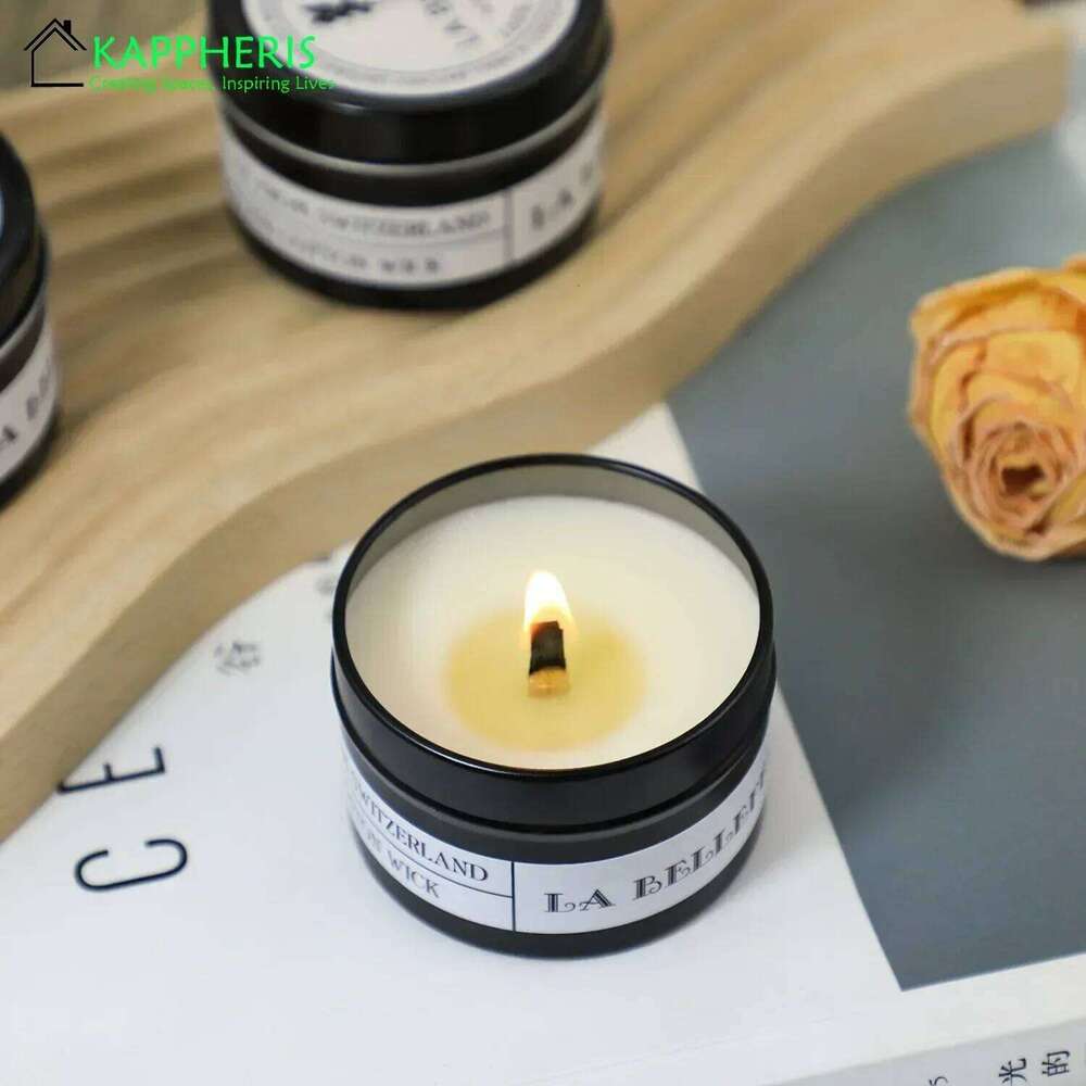 Black Tin Can Woodwick Candle Jars with Lid Classic Scented Aromatic Candles Home Decoration W260304 W260305