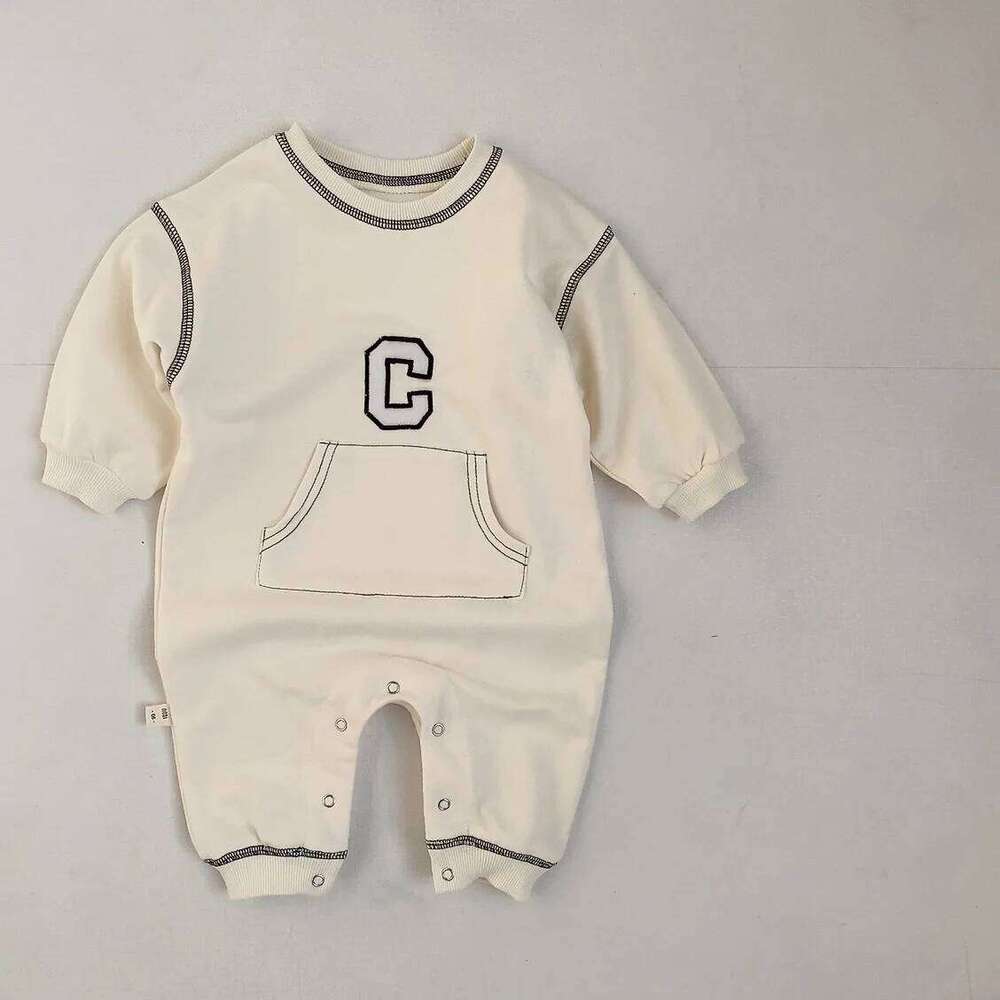 2025 Autumn New Baby Long Sleeve Romper Boy Girl Newborn Fashion Letter Print Jumpsuit Cotton Infant Casual Clothes 0-24M Z260306