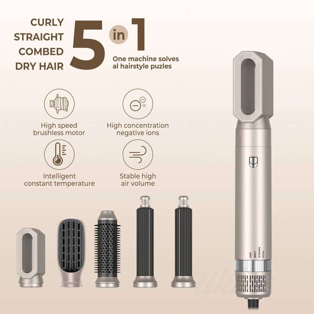5 In 1 Dryer Brush Electric Hot Air Straightener Multi Hair Styling Blowing Comb Rotating Curling Iron Set Professional 26Y0306
