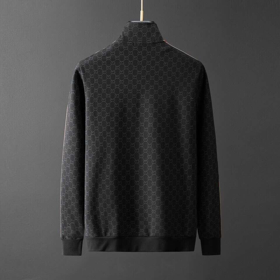 Luxury Bee Embroidery Stand-Up Collar Cardigan Sweatshirt Men With Letter Embossing, Fashionable Jacket