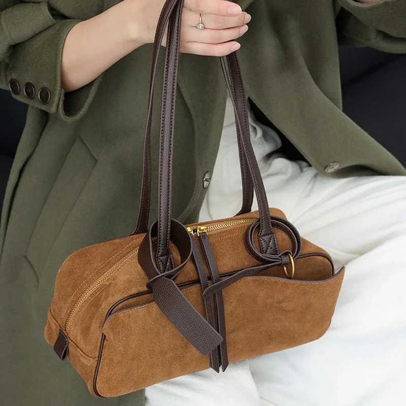 Autumn winter Womens Cow Genuine Leather Tote Bag suede commuting Cowhide Handbags Large Capacity Designer velvet Bags H260306
