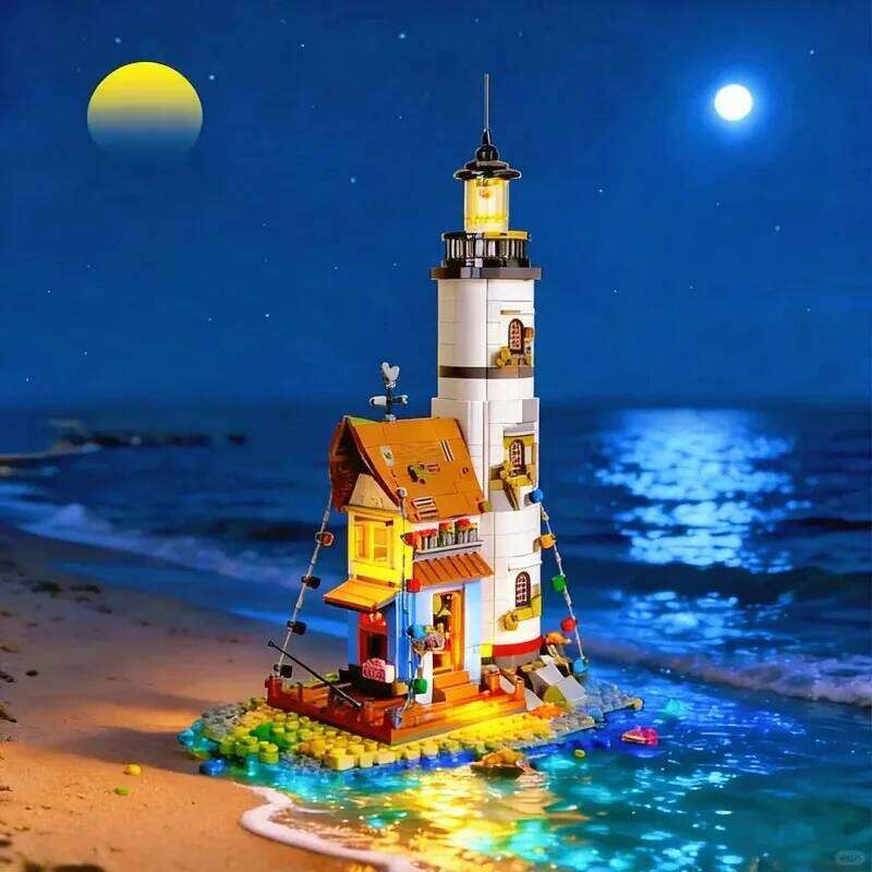 Lighthouse on a Deserted Island Buildings Sets City Architecture Modular Building Block Assembly Model Kit Adults Gift 1806pcs Z260306