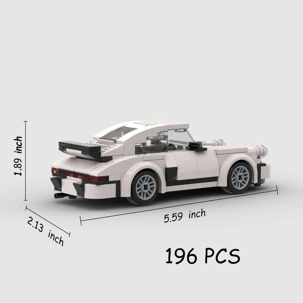 196PCS White Sports Car MOC Building Blocks for Porsche 911 Z260305