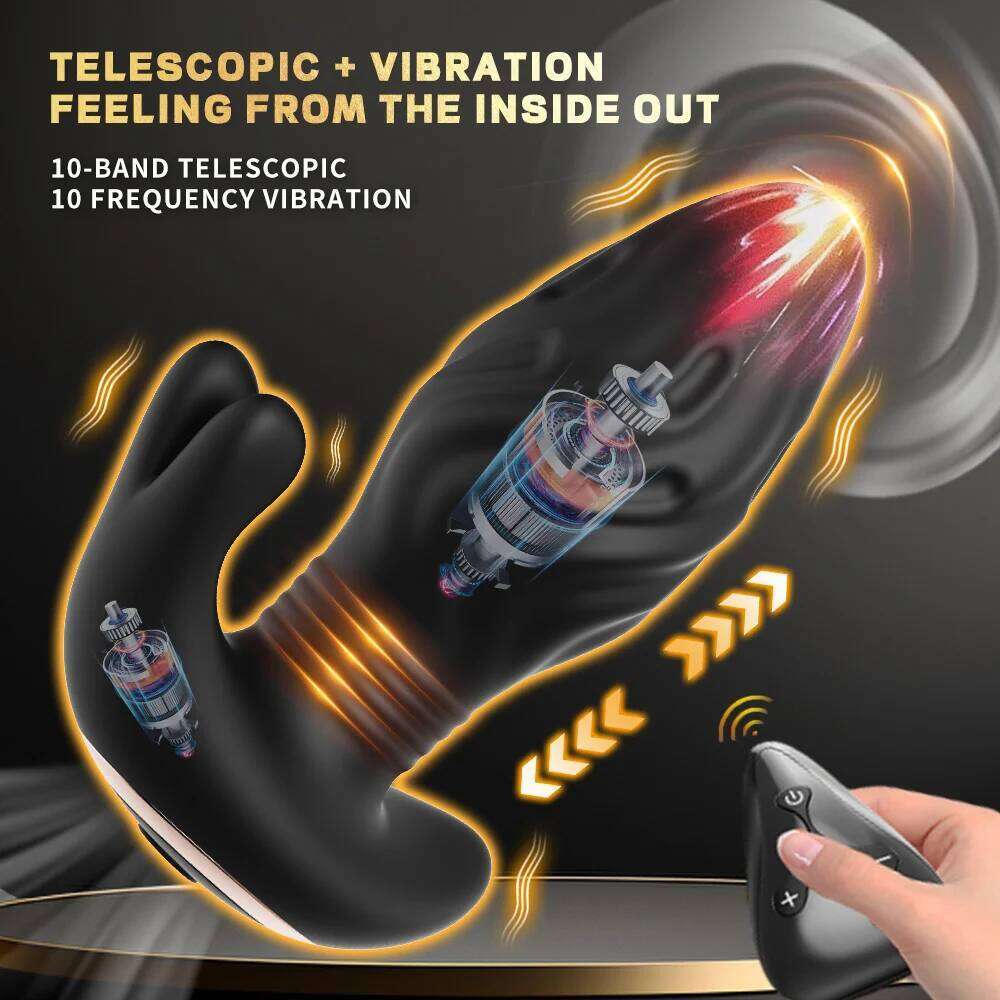 Telescopic Butt Plug Vibrator Wireless Remote Wearing Vibrating Dildo Prostate Massager Sex Toy For Women Ass Anal Buttplug W260305