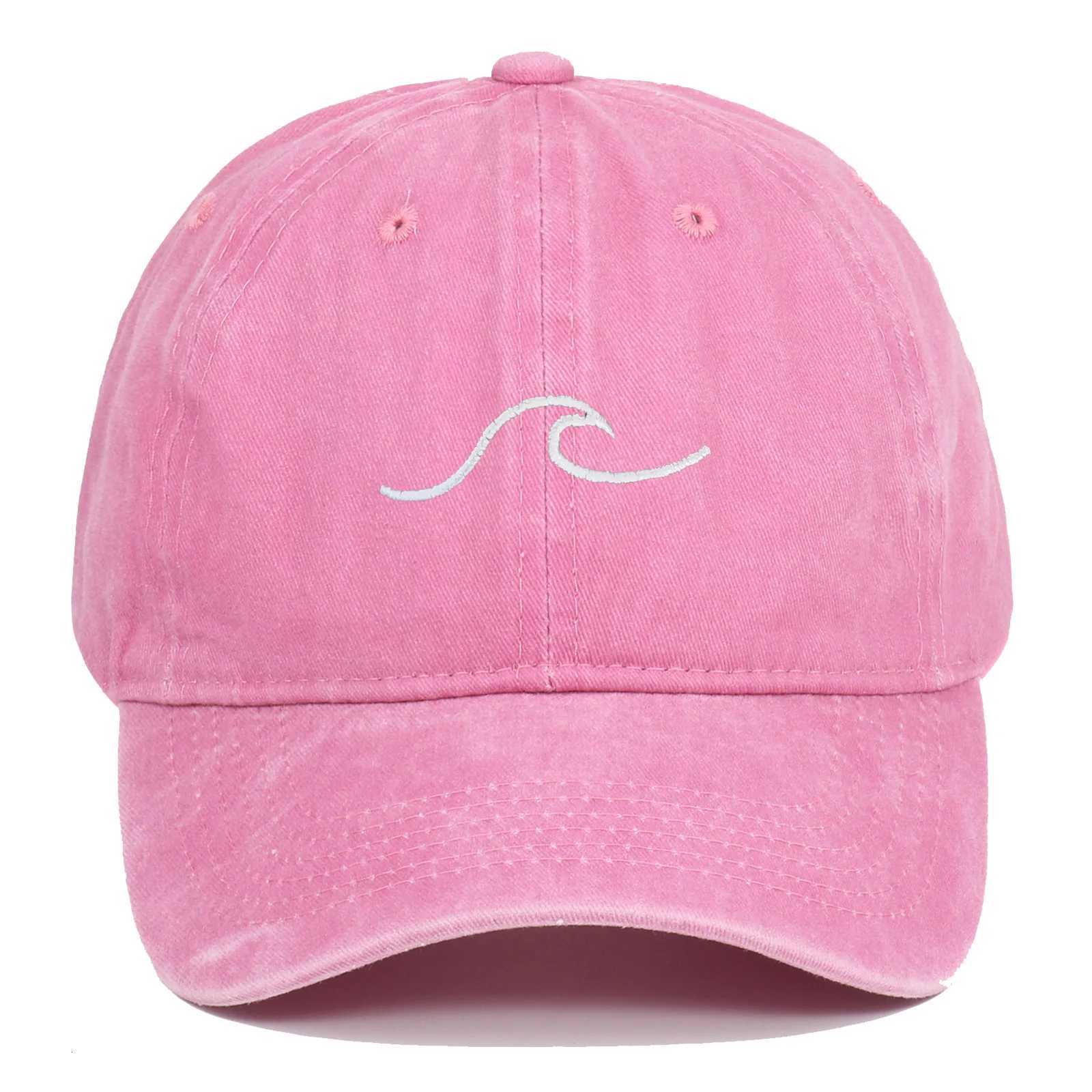 Wave Pattern Embroidered Baseball Cap For Men Women Vintage Washed Cotton Duckbill Sun Hat Outdoor Sport Distressed Dad Hats S260306