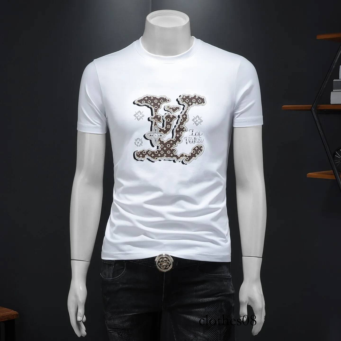 Men's Faionable round Ne Printed ort Sve T-irt Polyester Cotton Blend Summer Casual Classic Sle Regular Fit